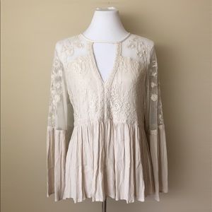 American Eagle Outfitters lace cream boho top